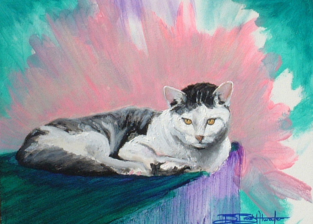 Custom Cat pet portrait painting by artist Brent Atwater